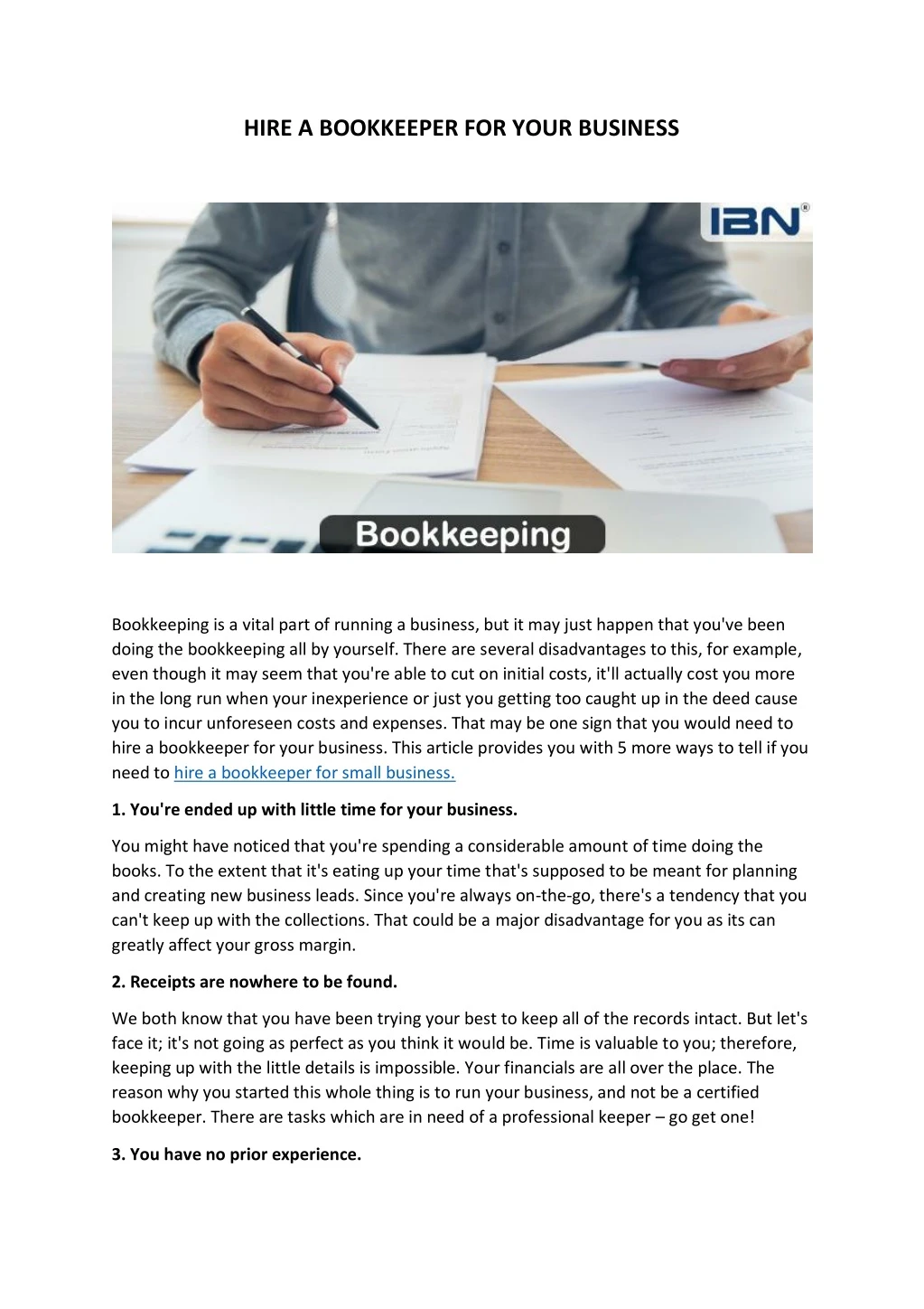 hire a bookkeeper for your business