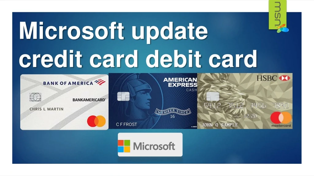microsoft update credit card debit card