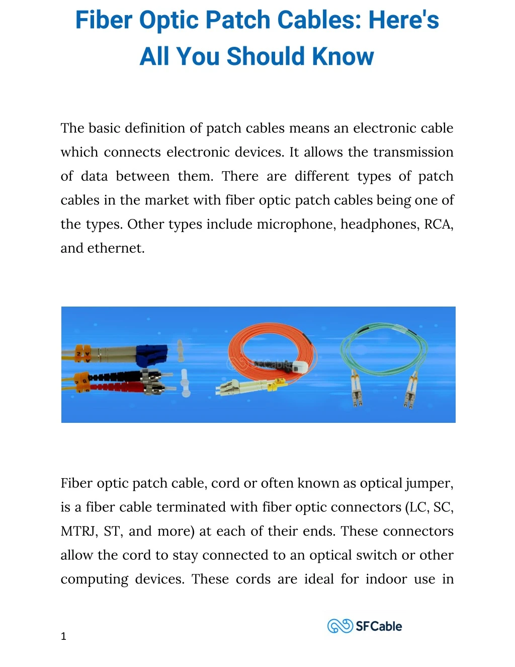 fiber optic patch cables here s all you should