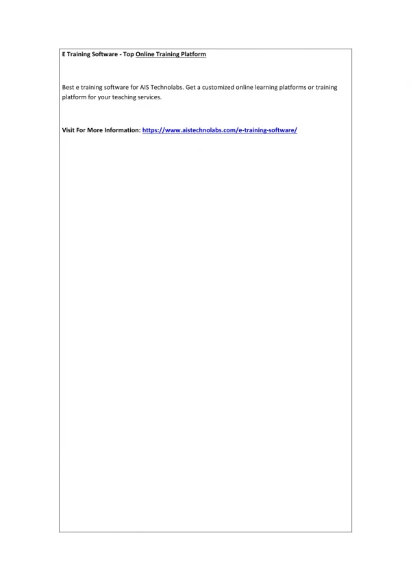 E Training Software - Top Online Training Platform