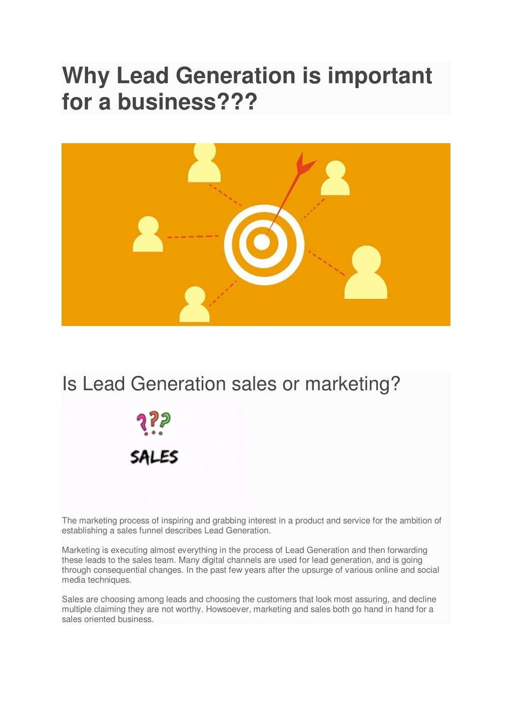 why lead generation is important for a business