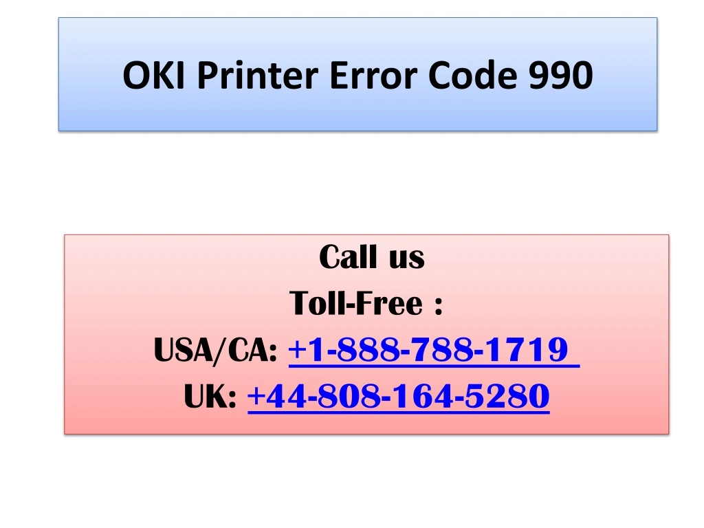 oki printer error code 990