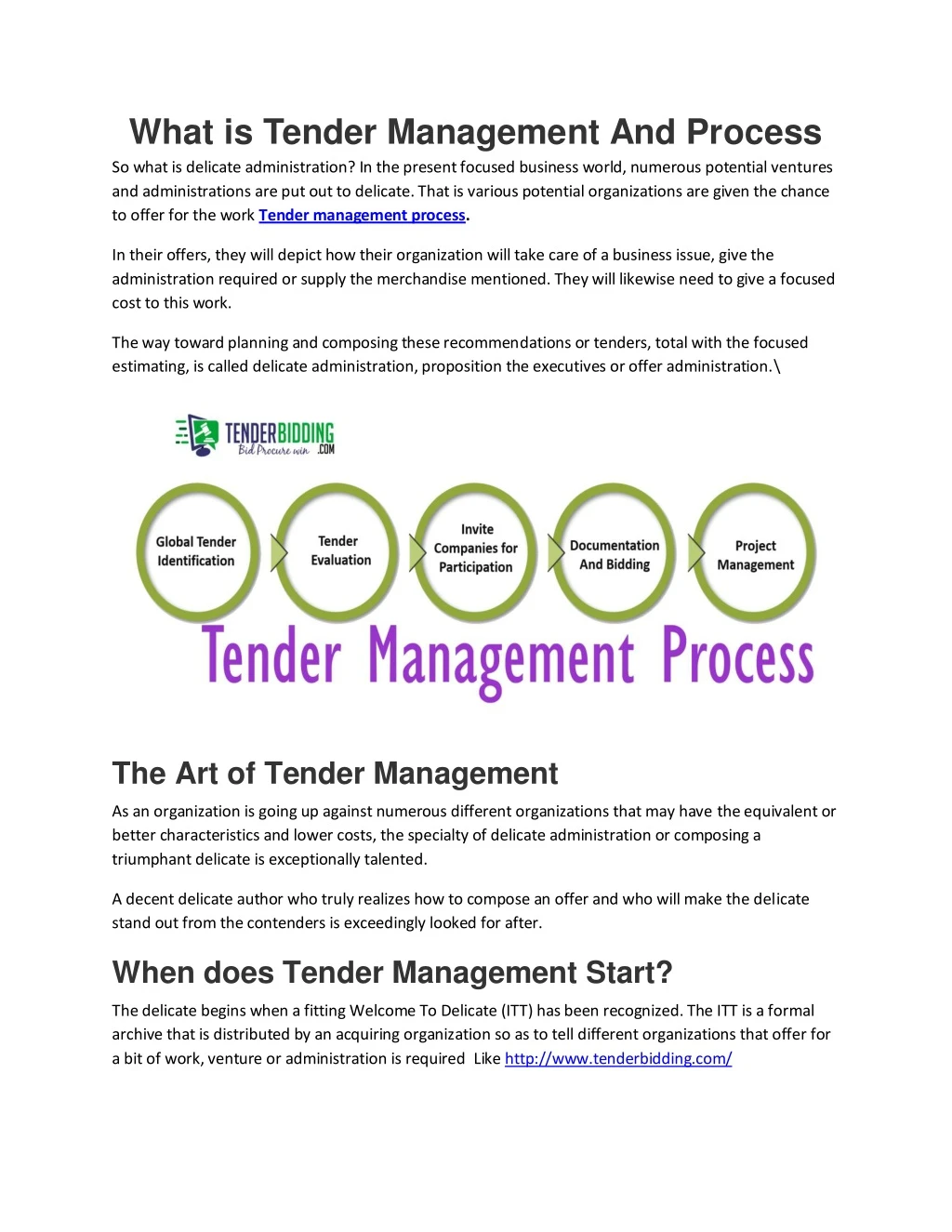 what is tender management and process so what