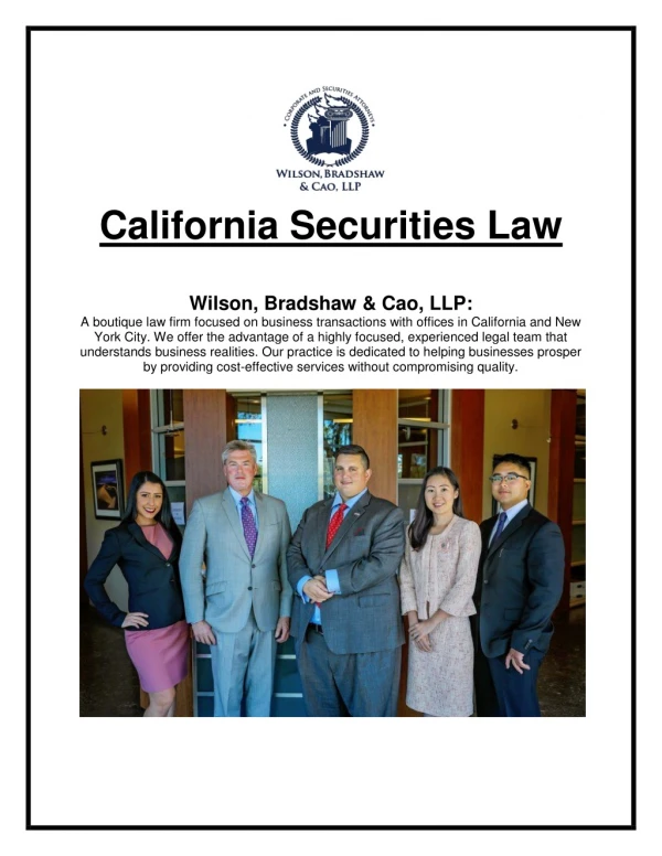 California Securities Law