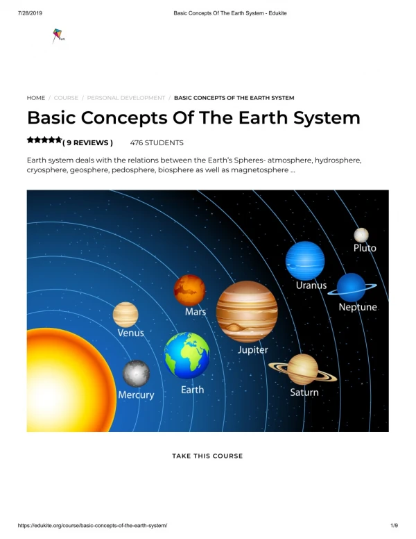 Basic Concepts Of The Earth System - Edukite