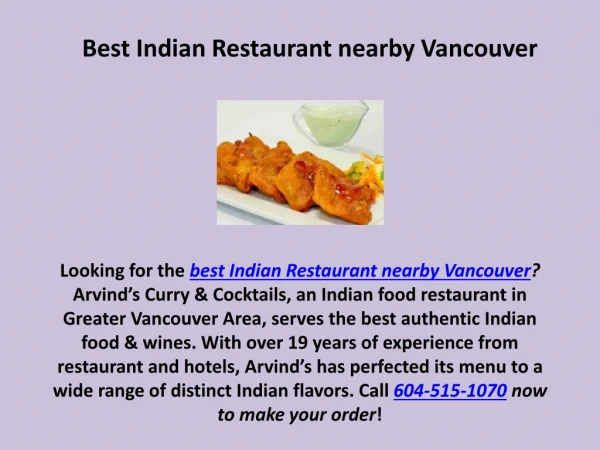 Best Indian Restaurant nearby Vancouver, New Westminster, Surrey & Burnaby