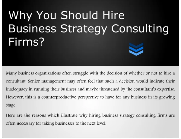 Why You Should Hire Business Strategy Consulting Firms?