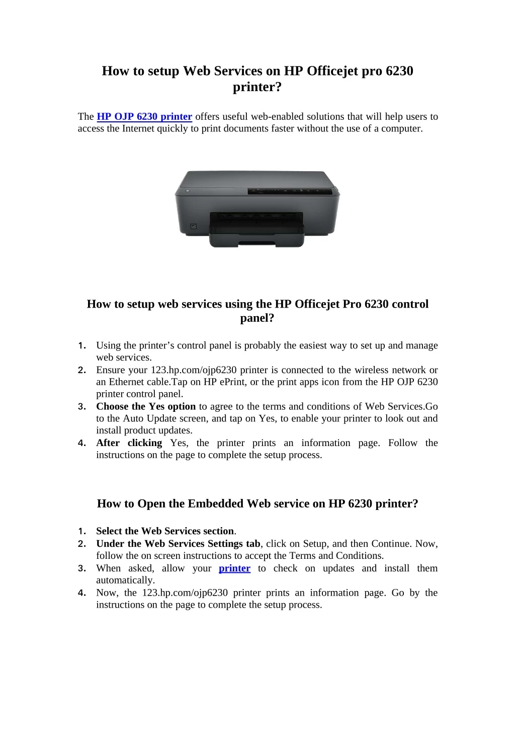 how to setup web services on hp officejet