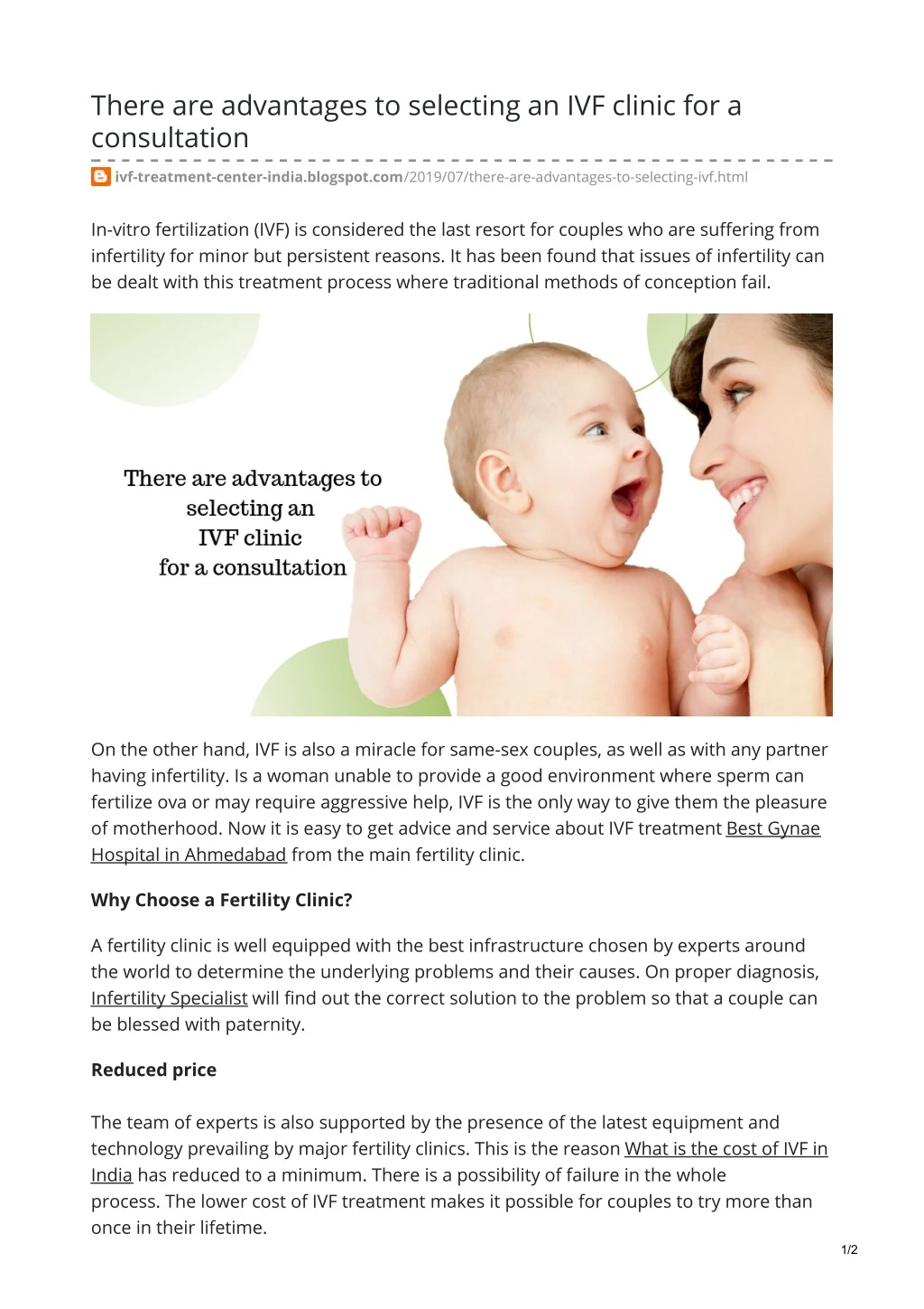 there are advantages to selecting an ivf clinic