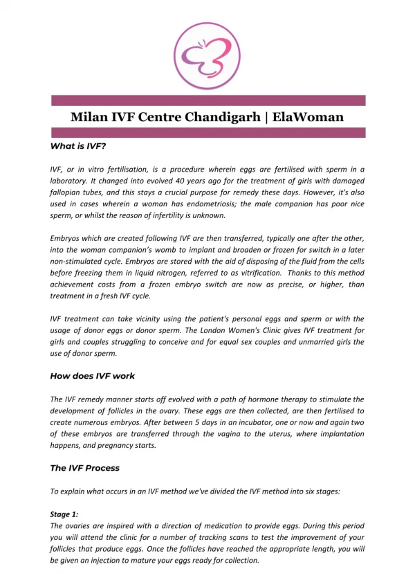Milan IVF Centre Chandigarh | ElaWoman