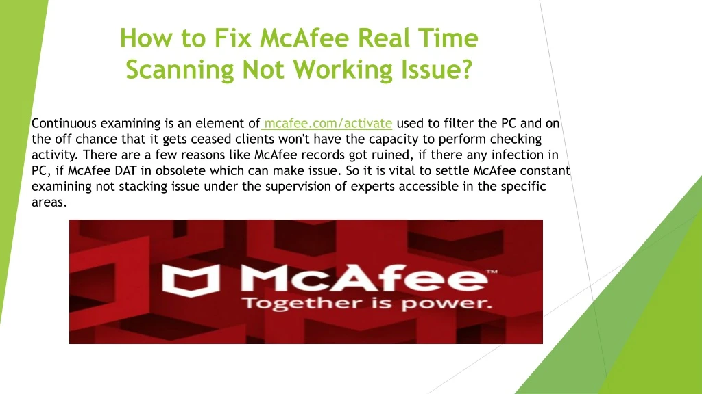 how to fix mcafee real time scanning not working issue