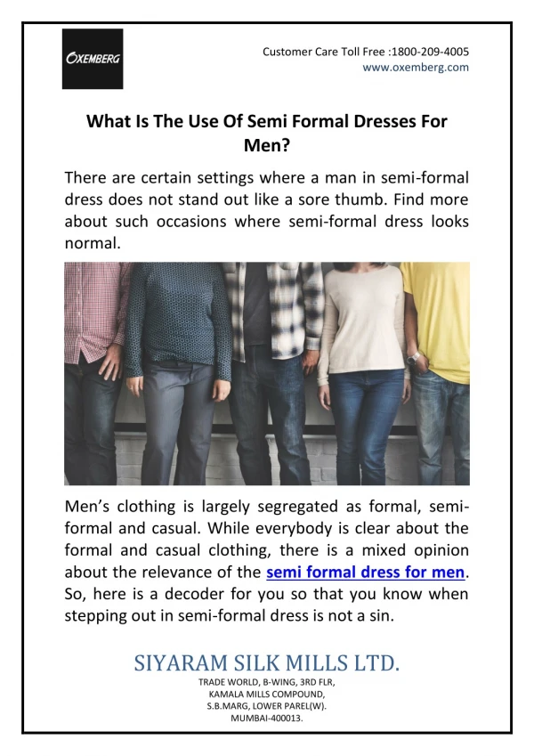 What Is The Use Of Semi Formal Dresses For Men?