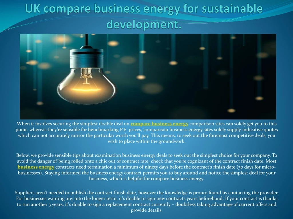 uk compare business energy for sustainable development