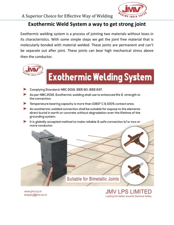 Exothermic Weld System a way to get strong joint