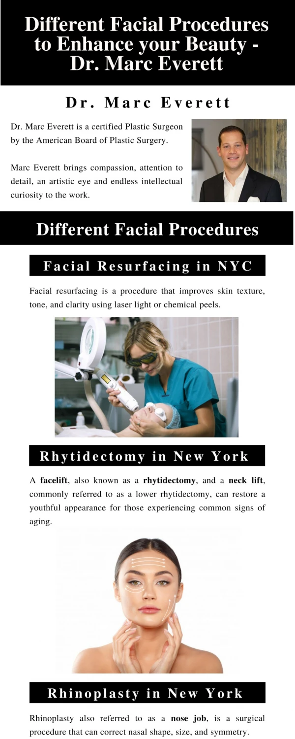 Different Facial Procedures to Enhance your Beauty - Dr. Marc Everett