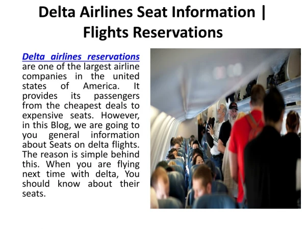 Delta Airlines Seat Information | Flights Reservations