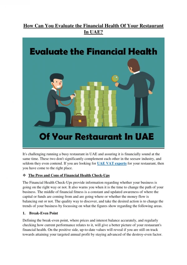 How Can You Evaluate the Financial Health Of Your Restaurant In UAE?