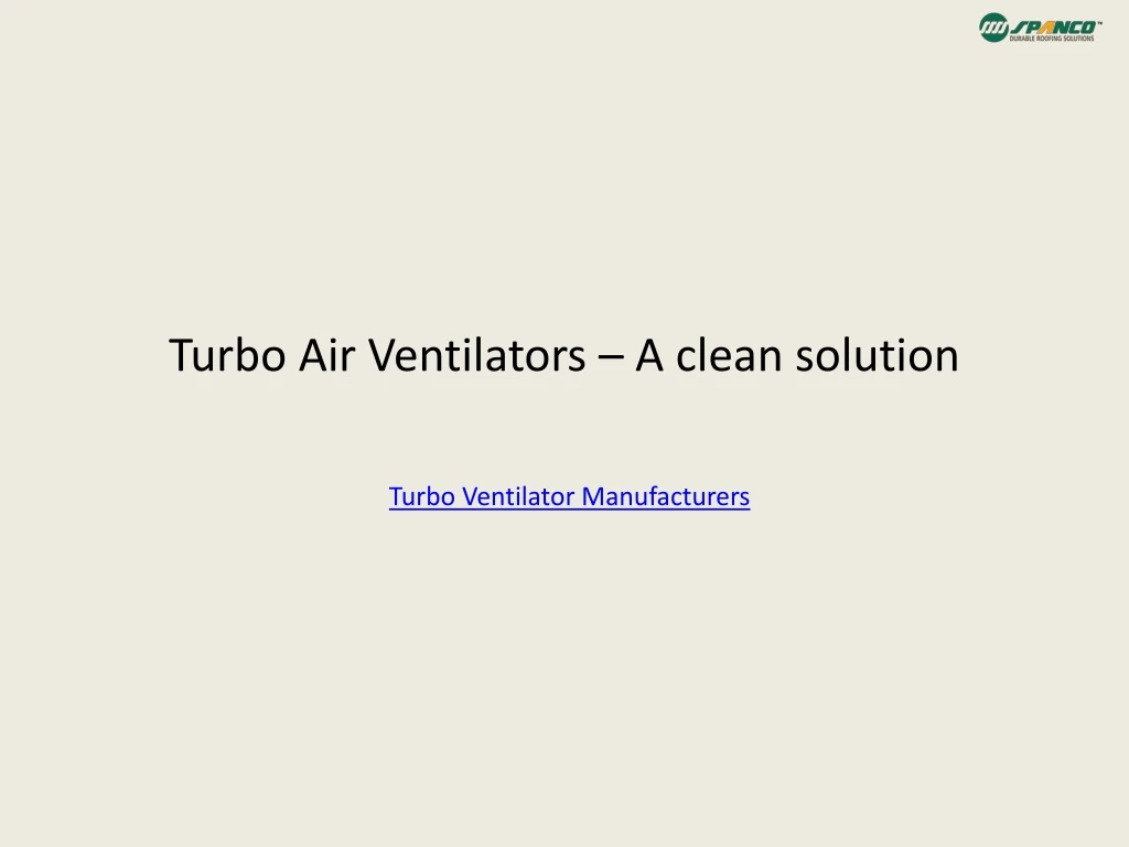 turbo air ventilators a clean solution