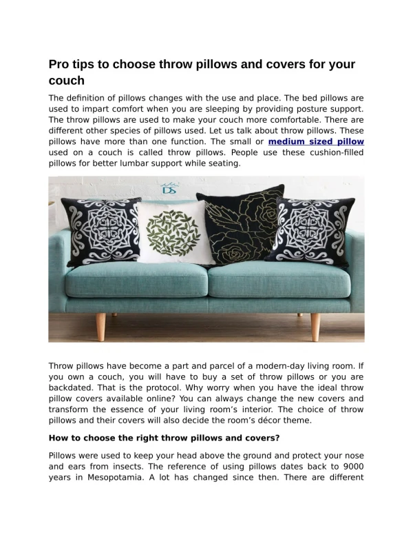 Pro tips to choose throw pillows and covers for your couch