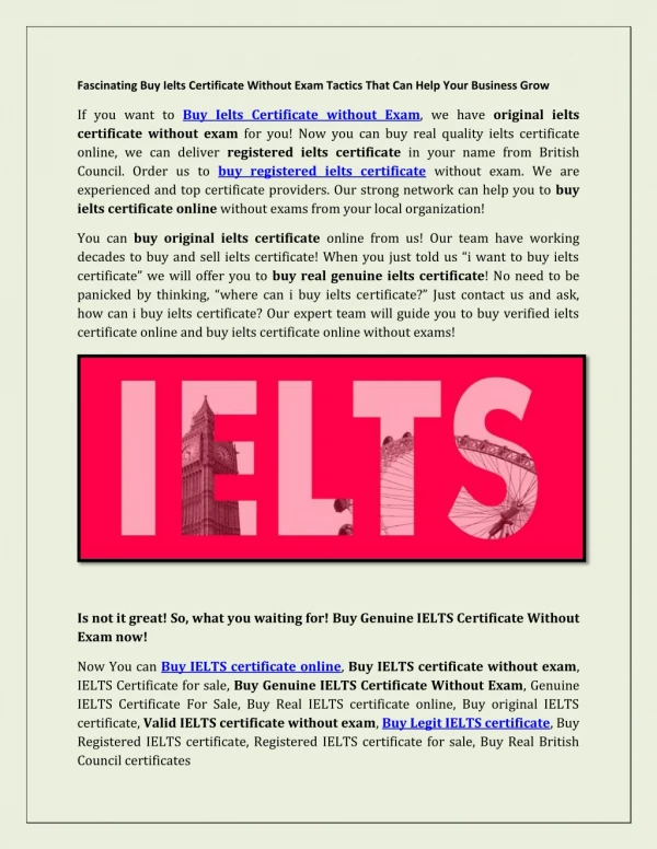 Fascinating Buy Ielts Certificate Without Exam Tactics That Can Help Your Business Grow