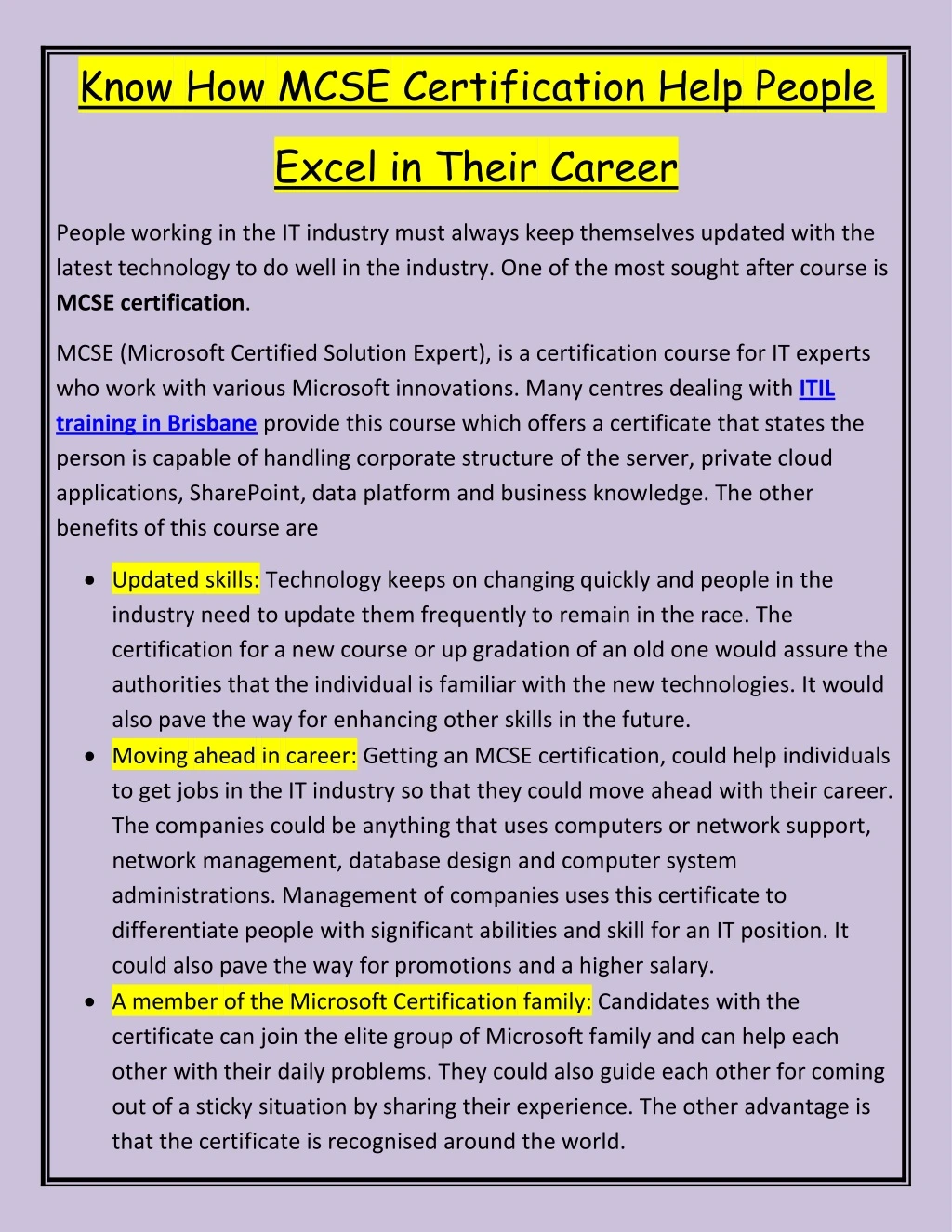 know how mcse certification help people