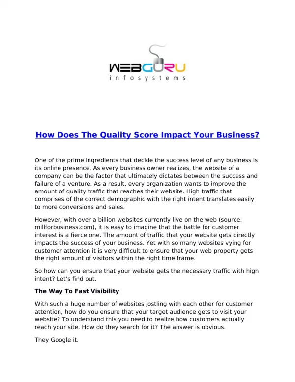 How Does The Quality Score Impact Your Business?