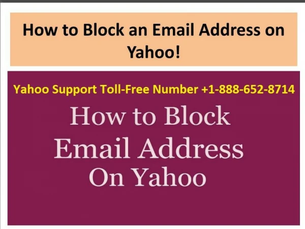 How To Block An Email Address On Yahoo 1-888-652-8714