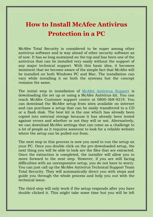 How to Install McAfee Antivirus Protection in a PC