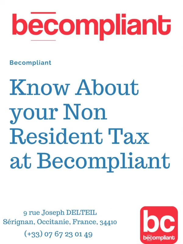 Know About your Non Resident Tax At Becompliant