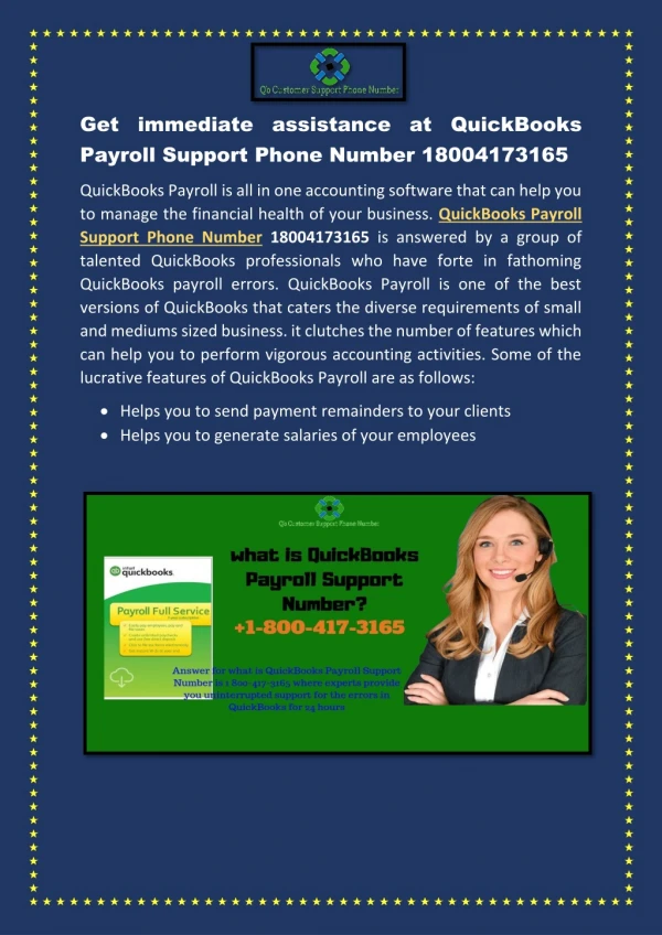 Get immediate assistance at QuickBooks Payroll Support Phone Number 18004173165