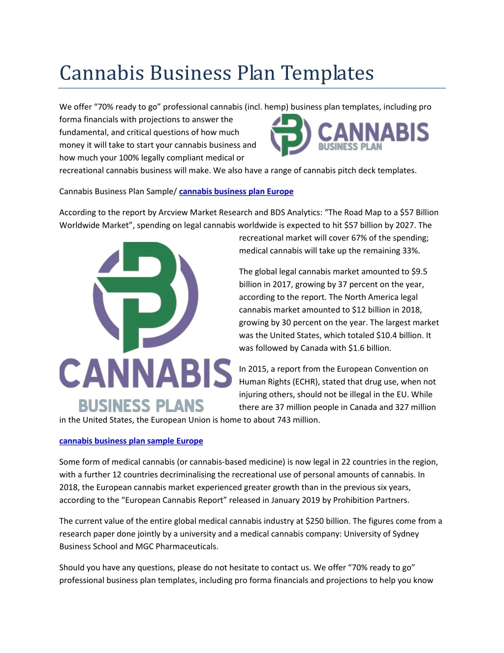 cannabis business plan templates
