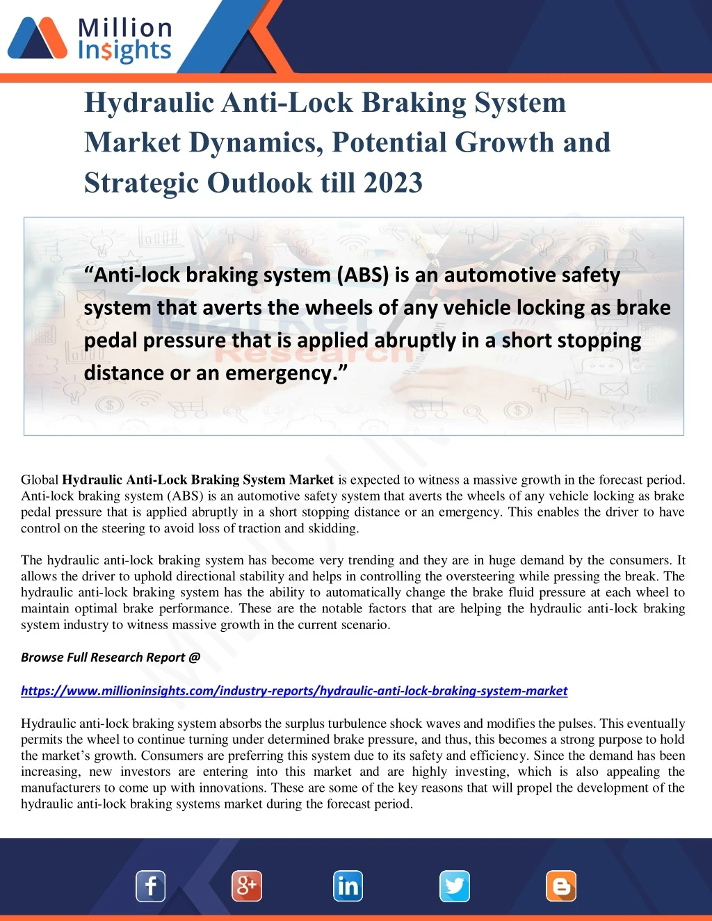 hydraulic anti lock braking system market