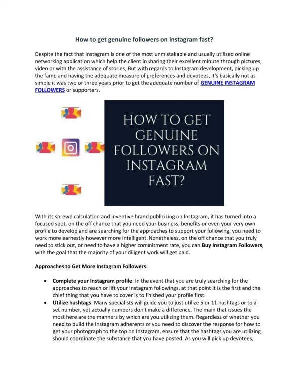 Get Genuine Instagram followers fast