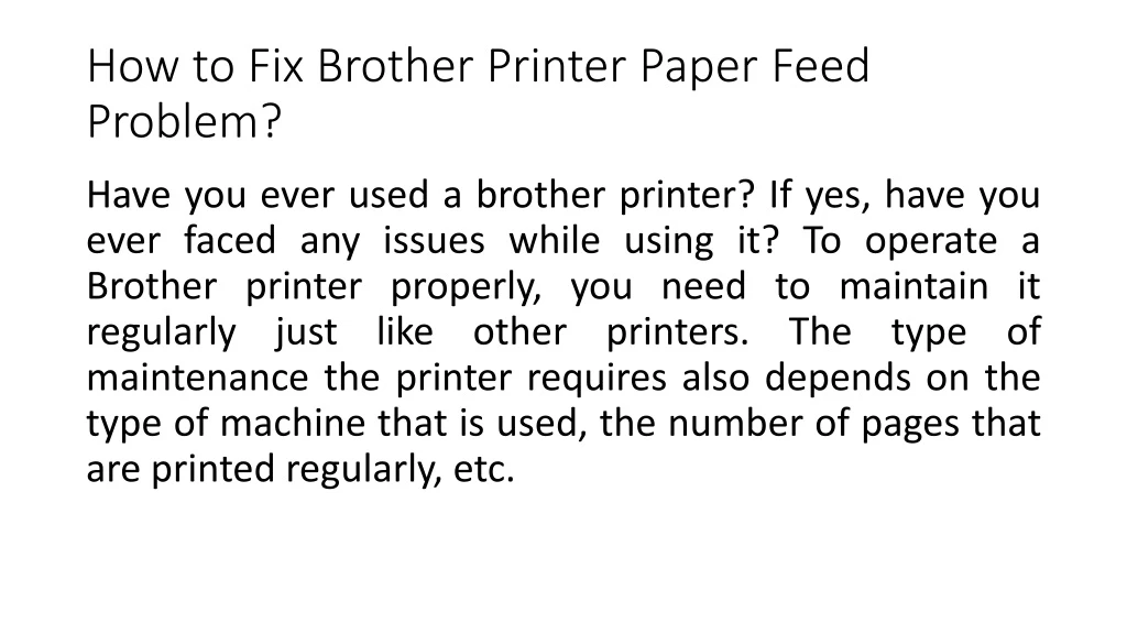 how to fix brother printer paper feed problem