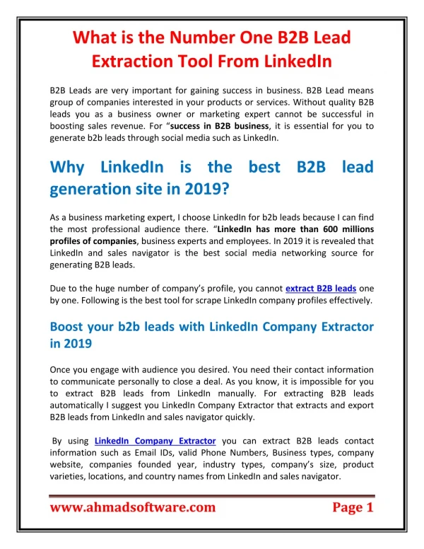 What is the Number One B2B Lead Extraction Tool From LinkedIn