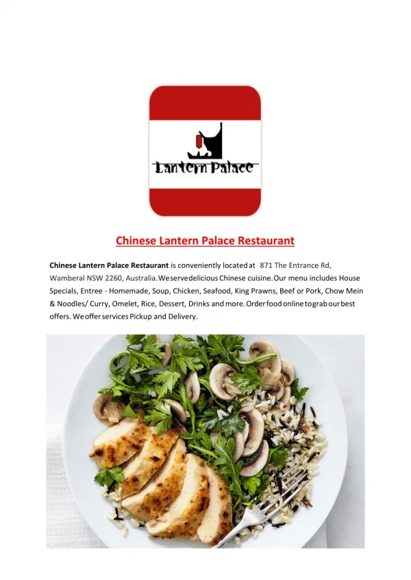 15% Off - Chinese Lantern Palace Restaurant-Wamberal - Order Food Online