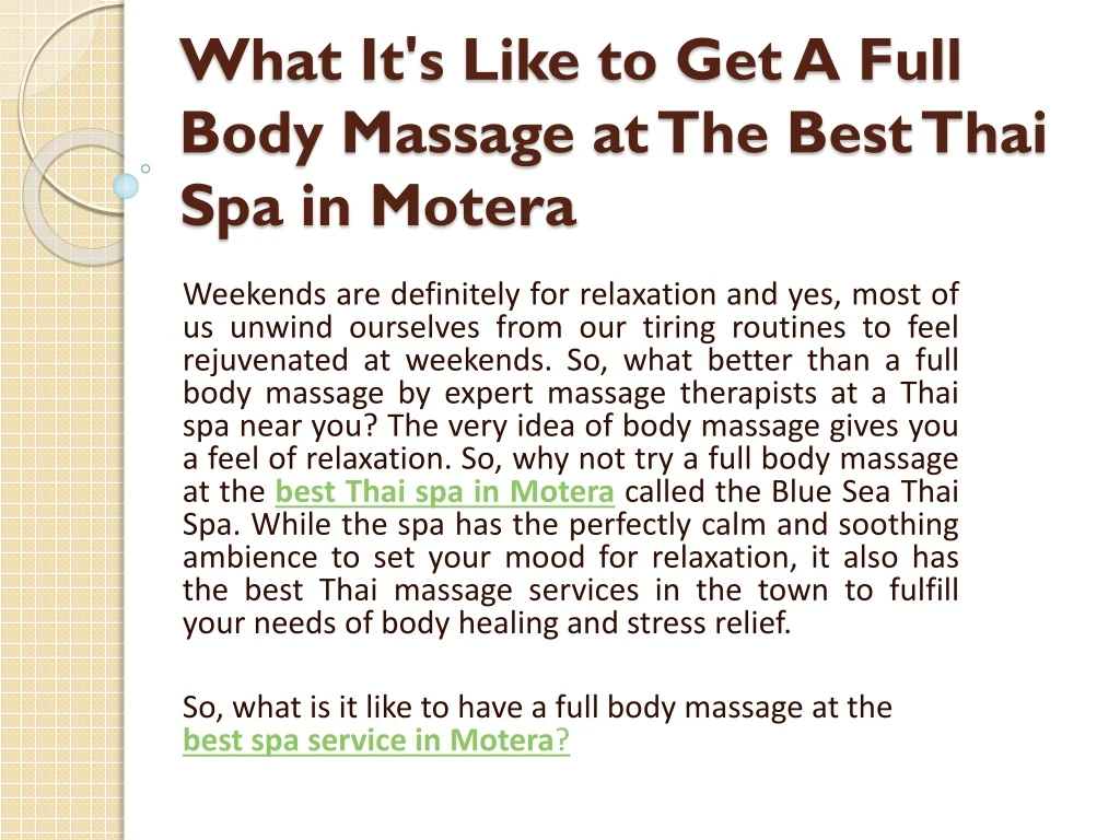 what it s like to get a full body massage at the best thai spa in motera