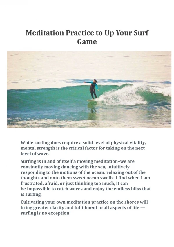 Meditation Practice to Up Your Surf Game