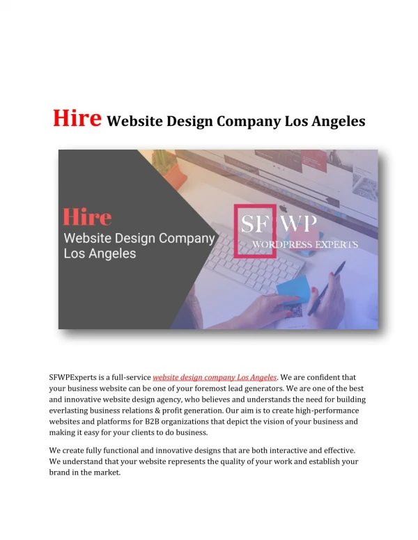 Hire Website Design Company Los Angeles
