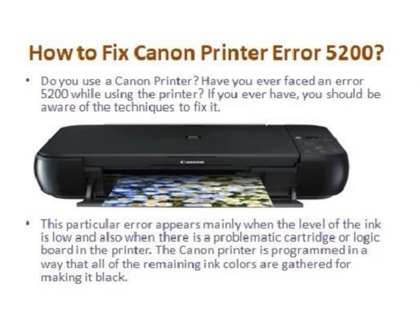 How to Fix Canon Printer Error 5200?