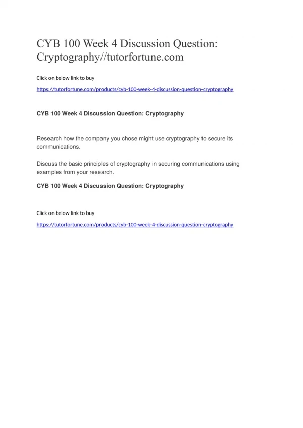 cyb 100 week 4 discussion question cryptography