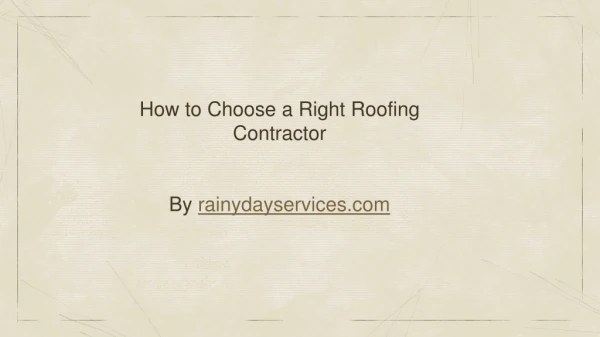 How to Choose a Right Roofing Contractor