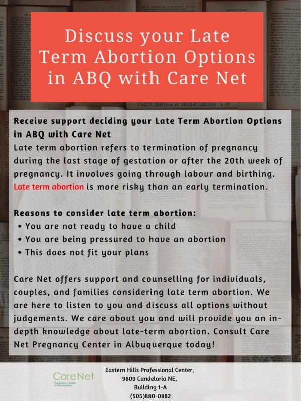 Discuss your Late Term Abortion Options in ABQ with Care Net
