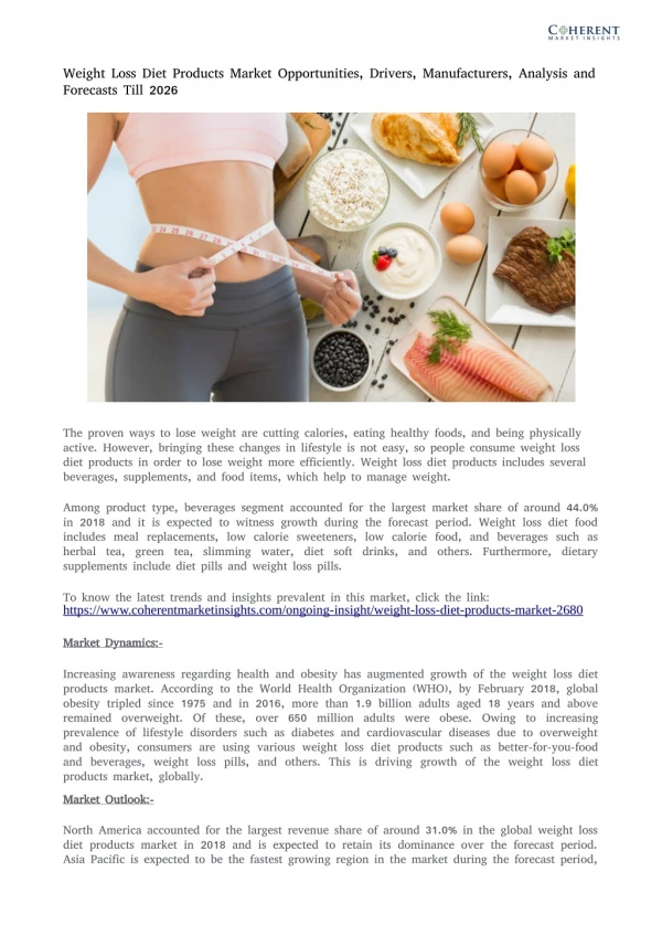 Weight loss diet products market