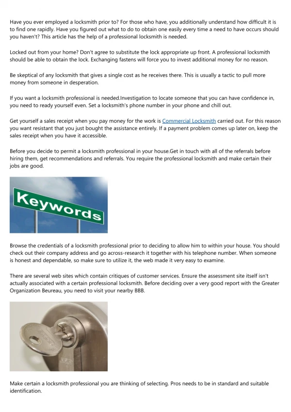 Get Out Of Purchasing A Locksmith professional With This Particular Advice