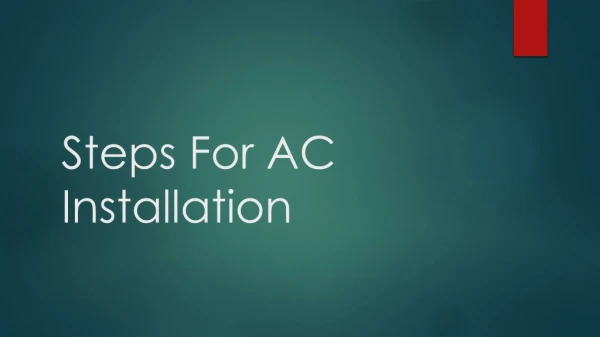 Step For AC Installation