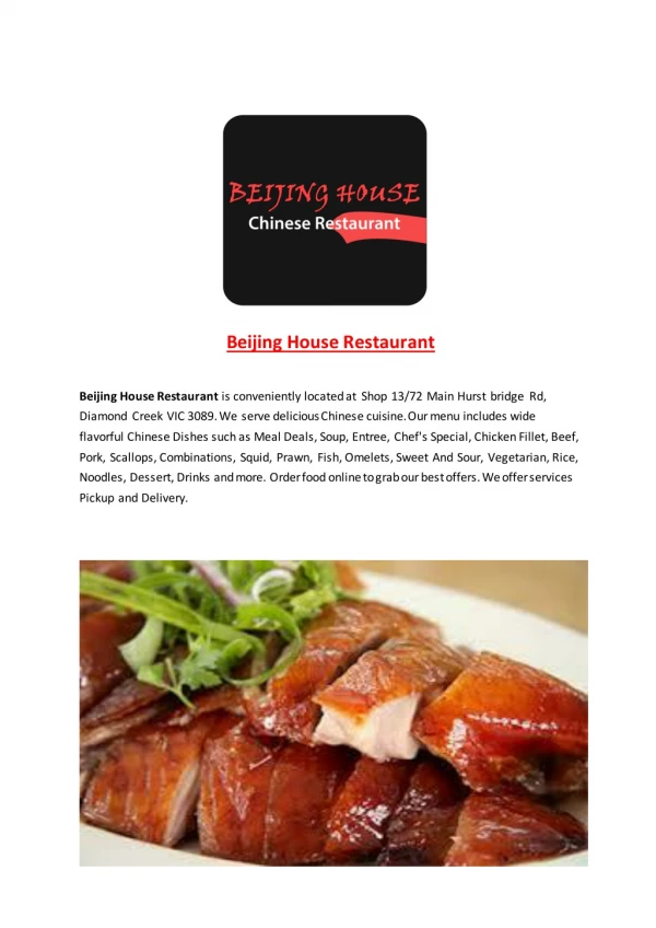 Beijing House Restaurant-Diamond Creek - Order Food Online