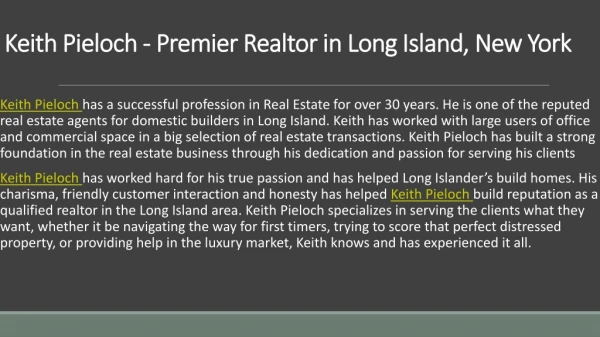 Keith Pieloch - Premier Realtor in Long Island, New York