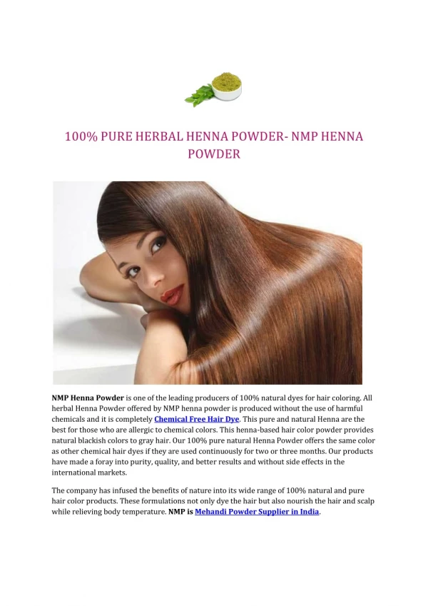 100% PURE HERBAL HENNA POWDER