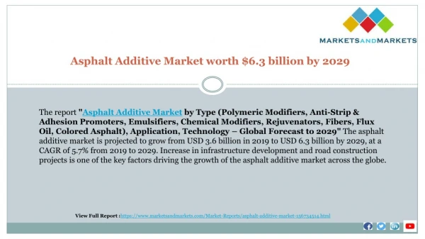 Asphalt Additive Market worth $6.3 billion by 2029 | CAGR of 5.7%